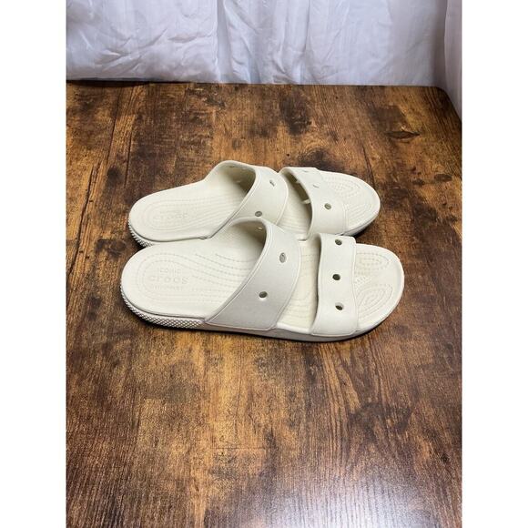 Crocs Unisex Classic Sandals Bone Ivory Cream Womens 9 Mens 7 Slip On Slides - Picture 1 of 9